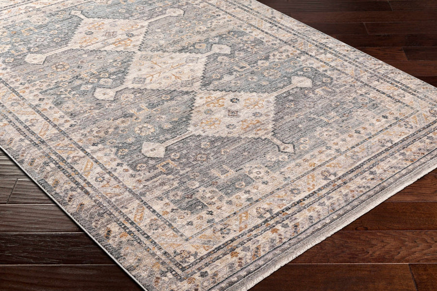 Gray Beige Southwestern Style Machien Woven Rug - The Rug Decor