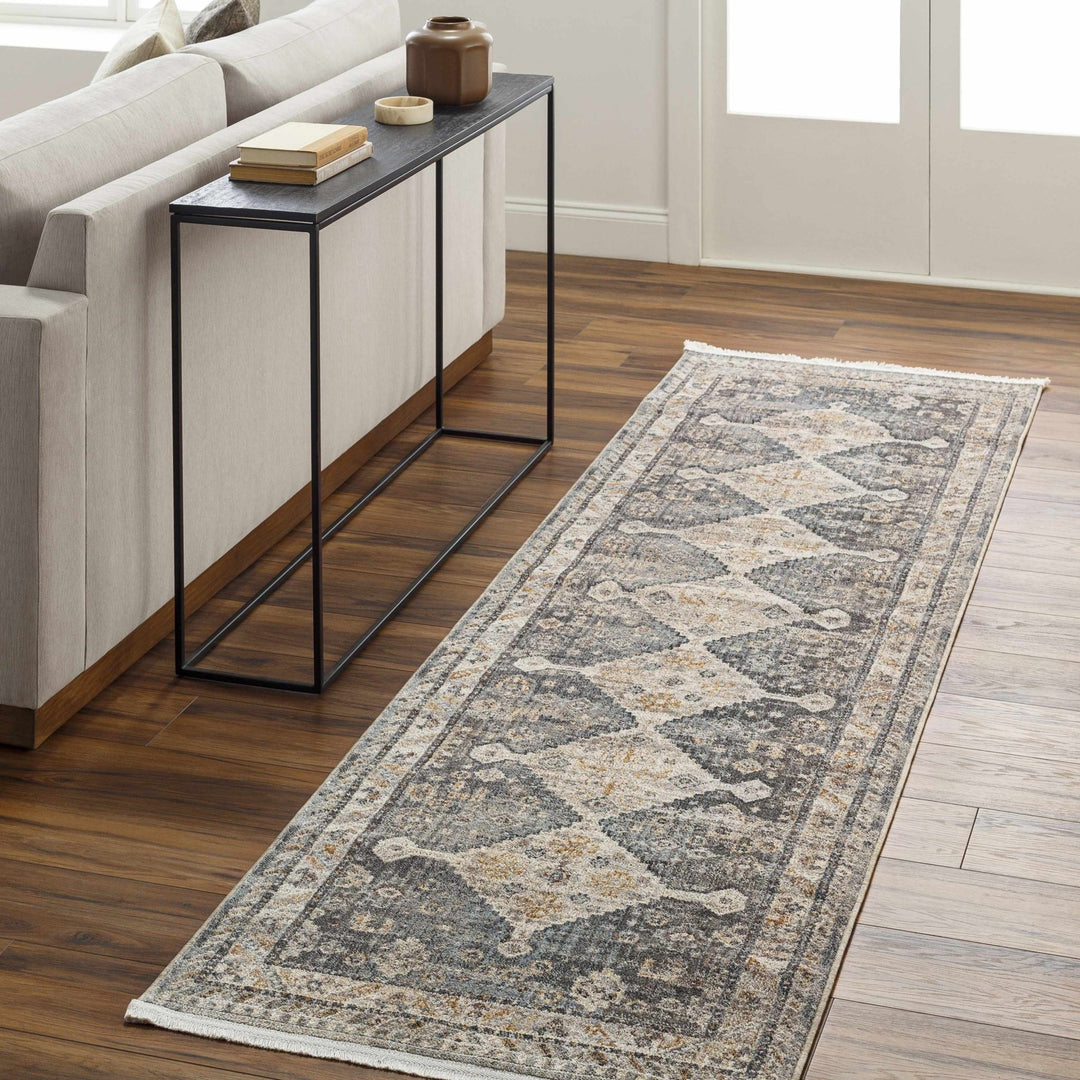 Gray Beige Southwestern Style Machien Woven Rug - The Rug Decor