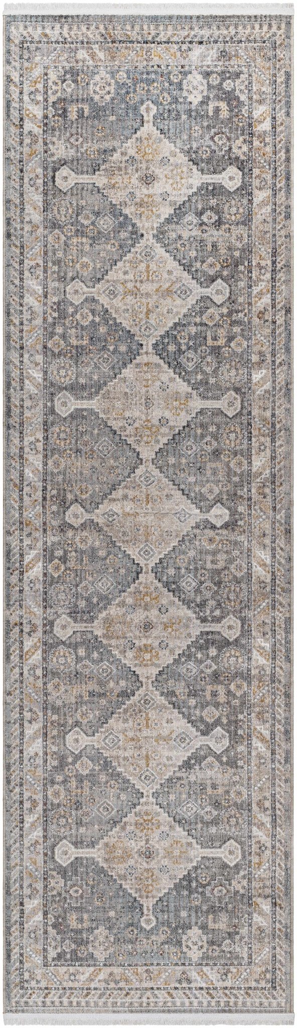 Gray Beige Southwestern Style Machien Woven Rug - The Rug Decor