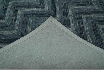 Gray, Charcoal and Ivory Modern Chevron Design 5x7.6 Hand Tufted wool area rug - The Rug Decor