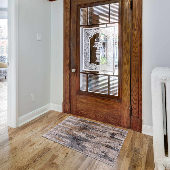 Gray Contemporary Abstract Machine Woven Rug - The Rug Decor