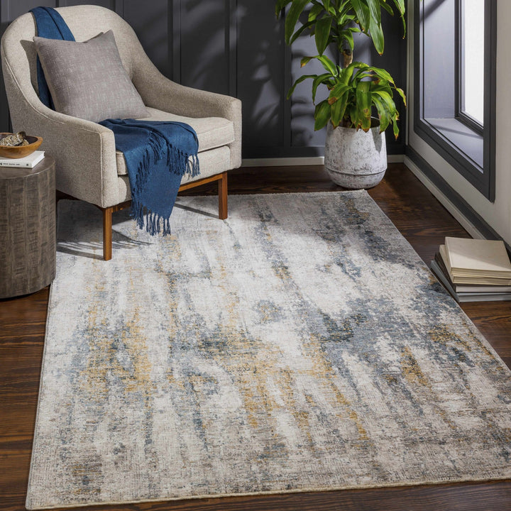 Gray Contemporary Abstract Machine Woven Rug - The Rug Decor