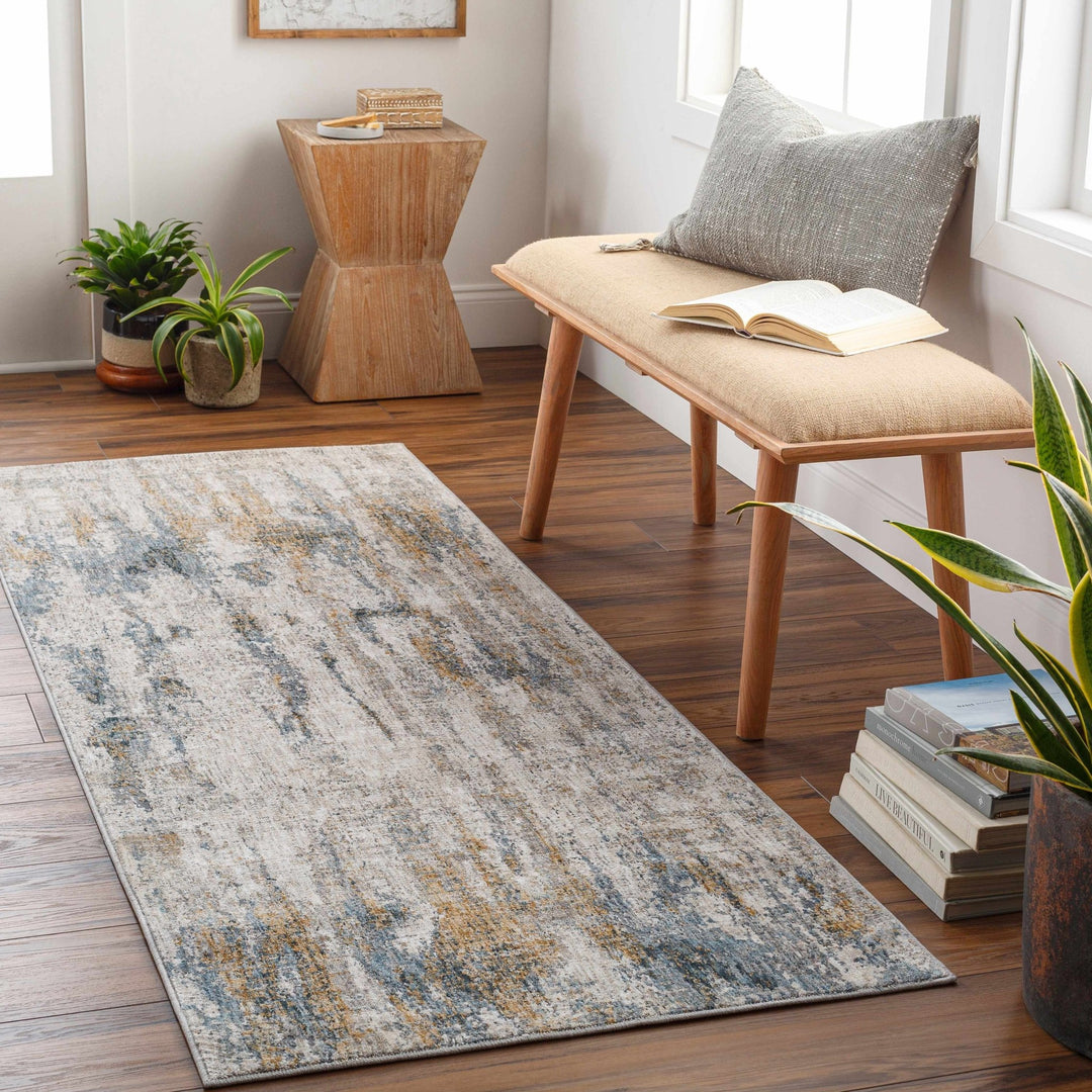 Gray Contemporary Abstract Machine Woven Rug - The Rug Decor