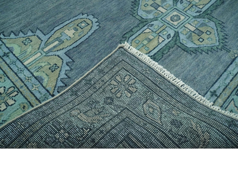 Gray, Green, Blue and Beige Hand Knotted Traditional Oriental Oushak 8x10 wool Area Rug - The Rug Decor
