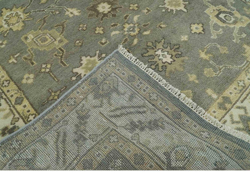 Gray, Ivory and Beige 6x8.8 Hand Knotted Traditional Oushak wool area rug - The Rug Decor