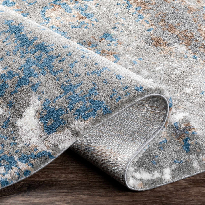 Gray, Ivory and Blue Modern Abstract Contemporary area rug - The Rug Decor