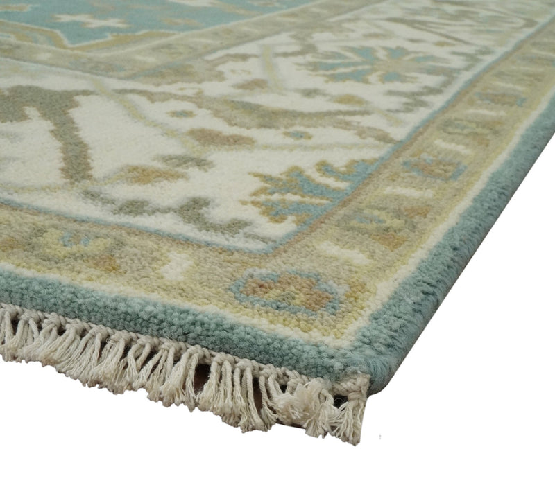 Gray, Ivory and Olive Hand Knotted Traditional Oriental Oushak 6x9 wool rug - The Rug Decor