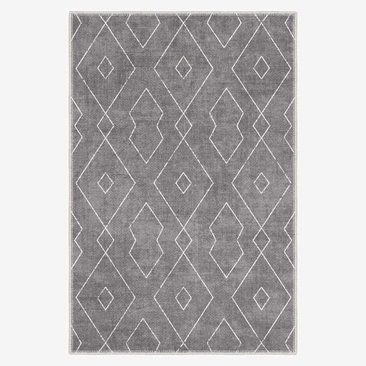 Gray Modern Geometrical Machine Washable Cotton Area Rug - The Rug Decor