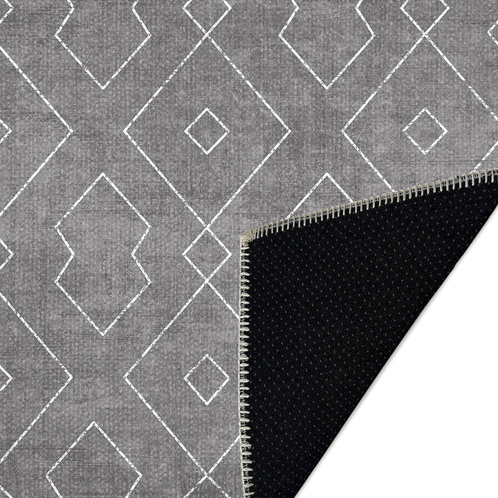Gray Modern Geometrical Machine Washable Cotton Area Rug - The Rug Decor