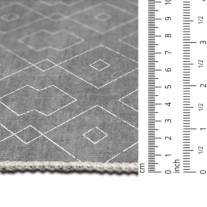 Gray Modern Geometrical Machine Washable Cotton Area Rug - The Rug Decor