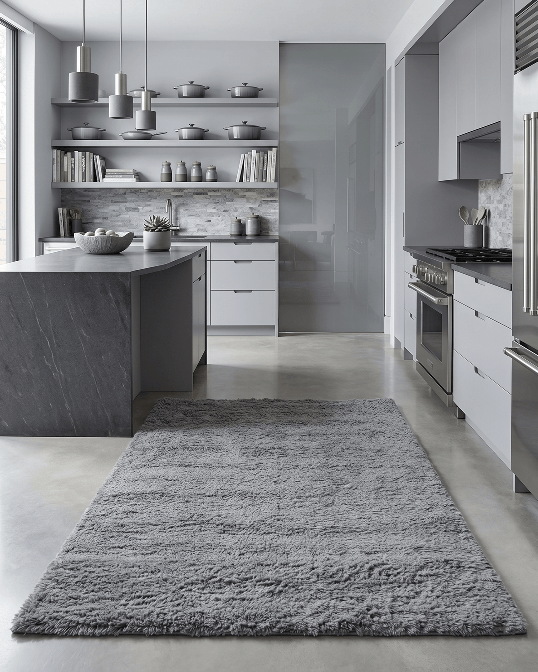 Gray Modern Solid Design Hand Woven Wool Area Rug - The Rug Decor