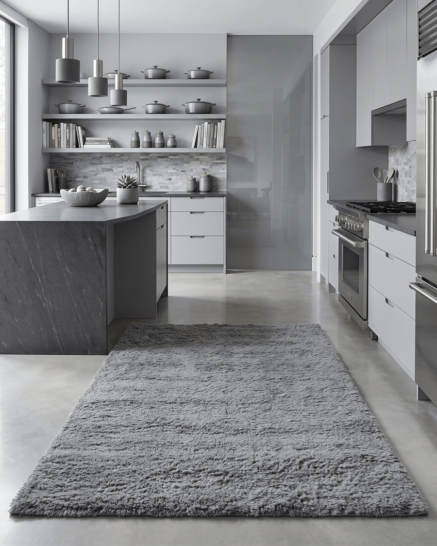 Gray Modern Solid Design Hand Woven Wool Area Rug - The Rug Decor
