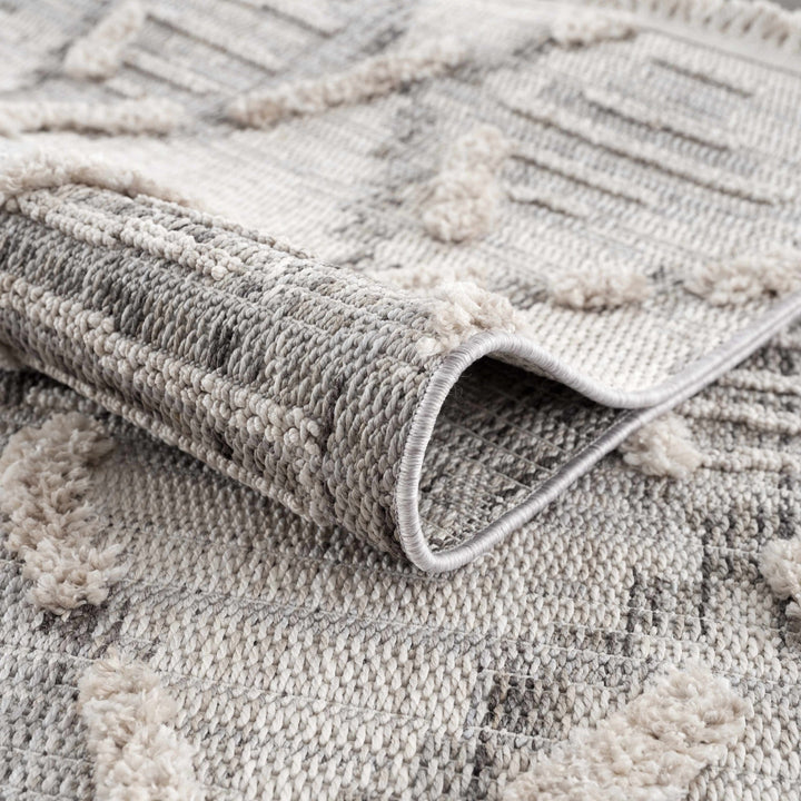 Gray, Silver and Brown Geometrical Texture Area Rug - The Rug Decor