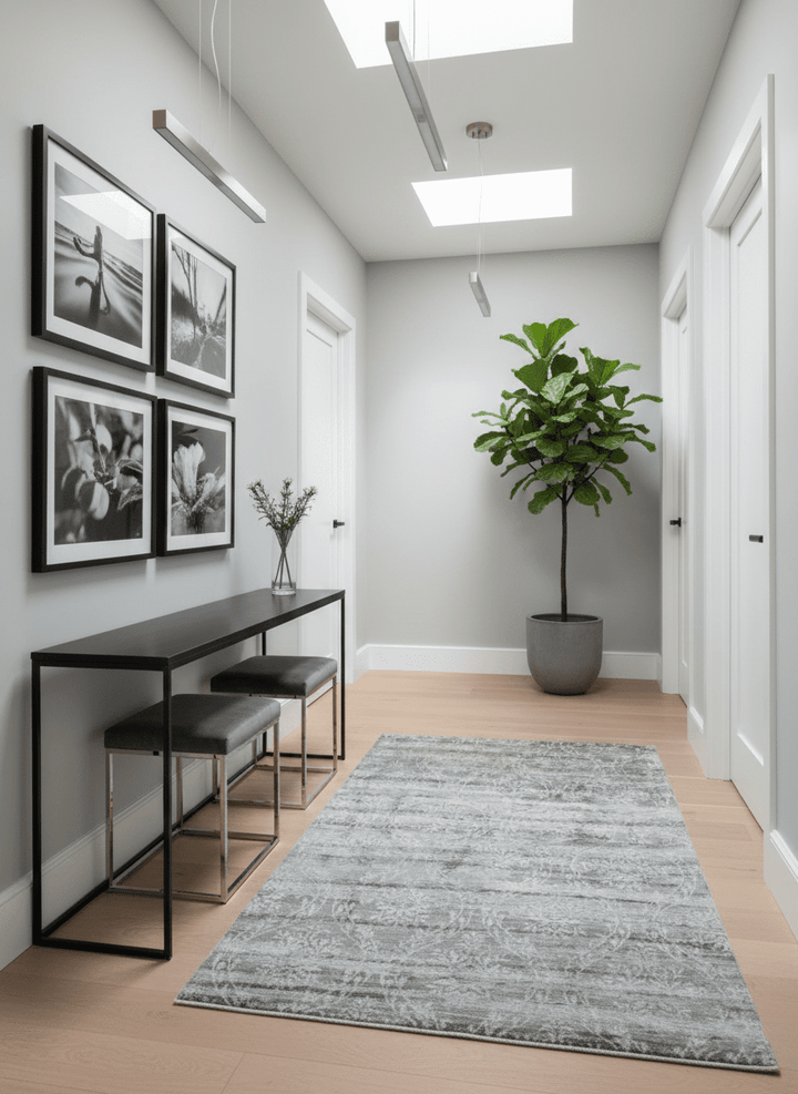 Gray, Silver and Charcoal Traditional ikat design 6x9 Hand knotted wool and Bamboo Silk area Rug - The Rug Decor