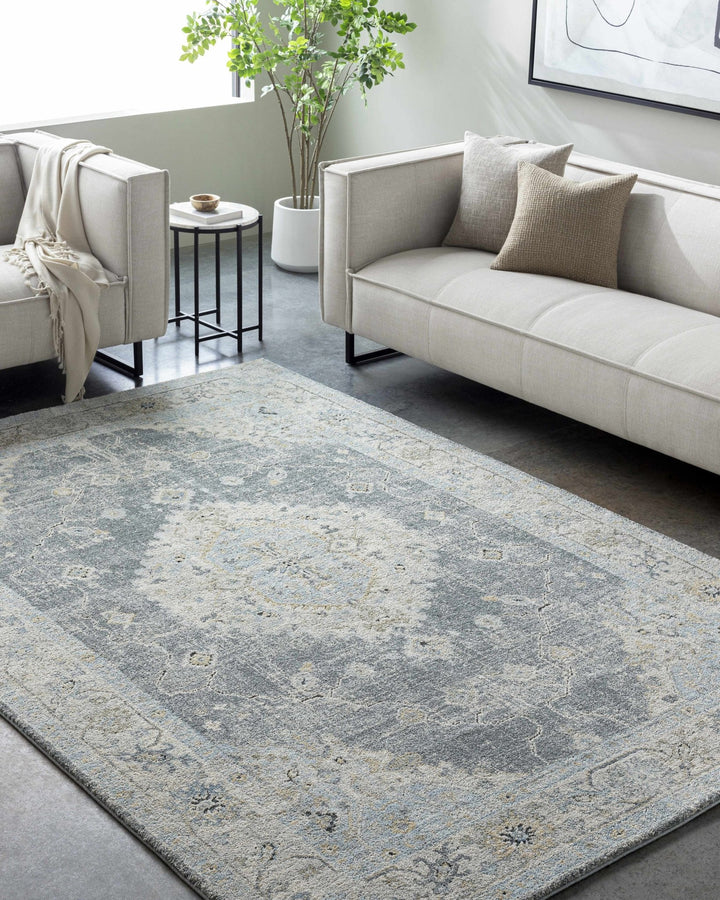 Gray Traditional Style Machine Woven Area Rug - The Rug Decor