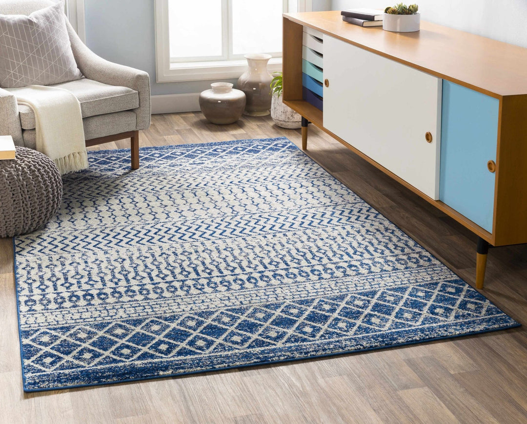 Greeley Gray And Blue Bohemian Style Area Rug - The Rug Decor