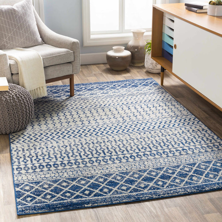 Greeley Gray And Blue Bohemian Style Area Rug - The Rug Decor