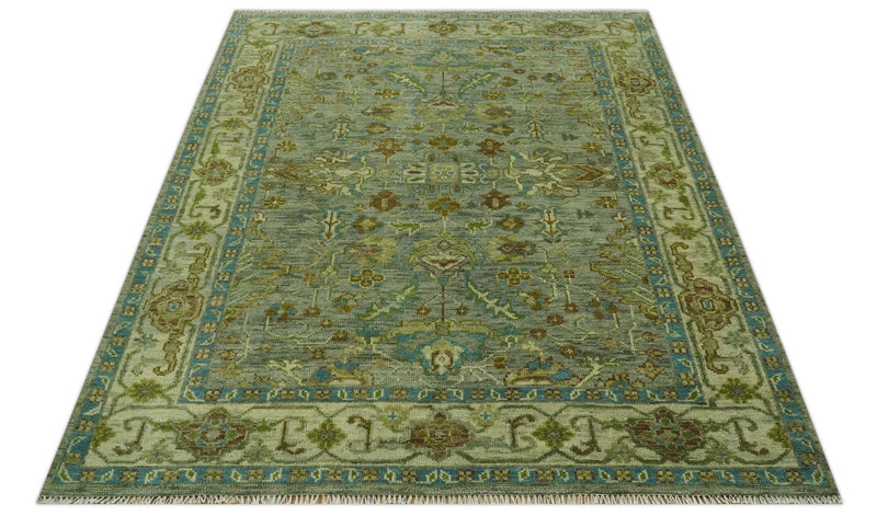 Green 8x10 Hand Knotted Antique Design Traditional Oriental Oushak wool area rug - The Rug Decor