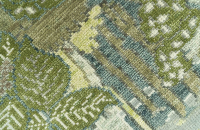 Green And Gray Nature Jungle Hand Knotted Custom Made wool area rug - The Rug Decor