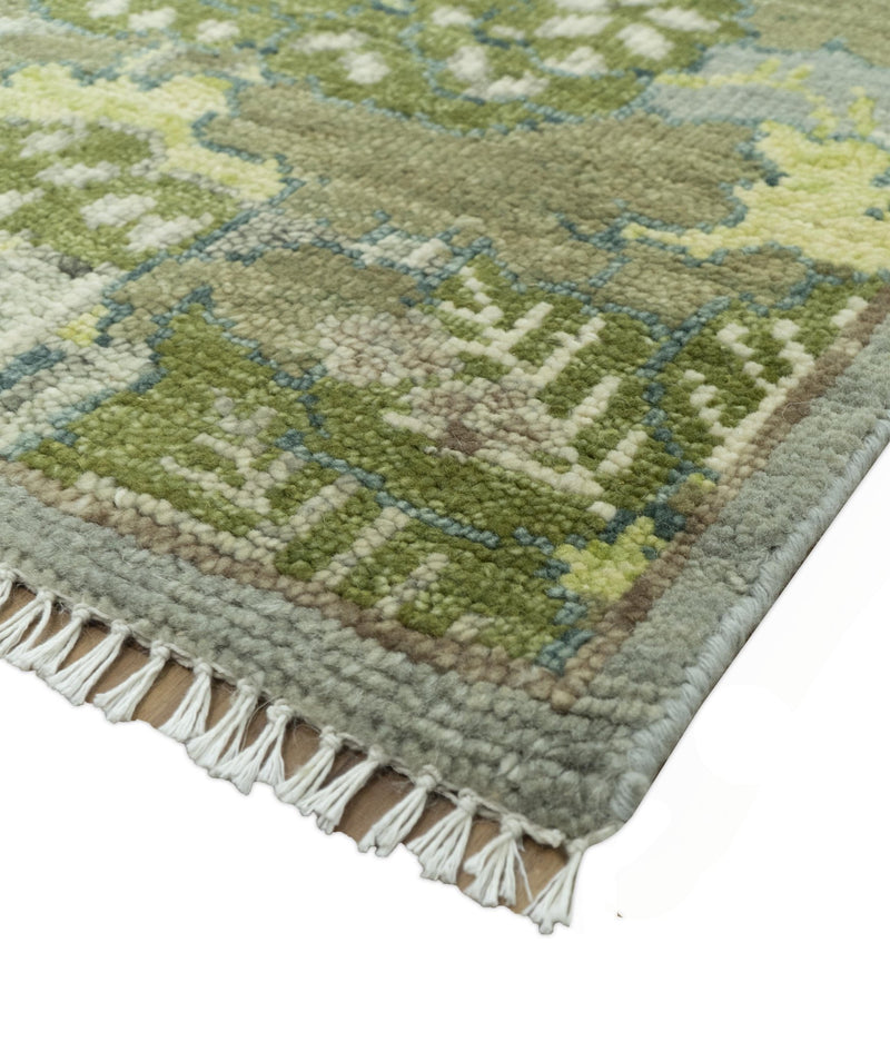 Green And Gray Nature Jungle Hand Knotted Custom Made wool area rug - The Rug Decor