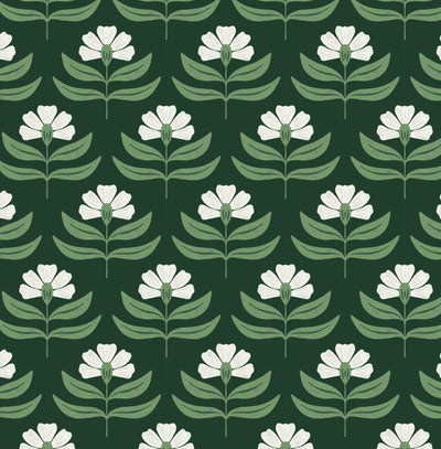 Green and Ivory Flower Printed self - adhesive Wallpaper - The Rug Decor