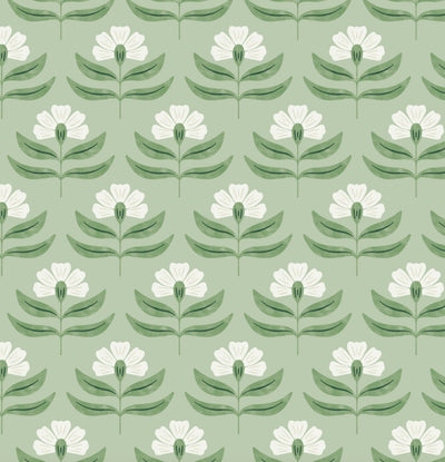 Green and Ivory Flower Printed self - adhesive Wallpaper - The Rug Decor