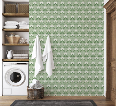 Green and Ivory Flower Printed self - adhesive Wallpaper - The Rug Decor