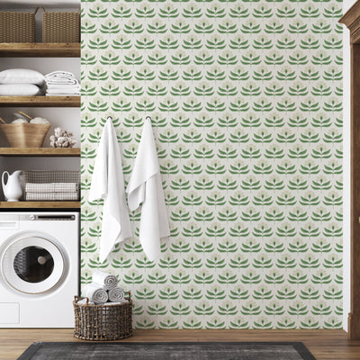 Green and Ivory Flower Printed self - adhesive Wallpaper - The Rug Decor