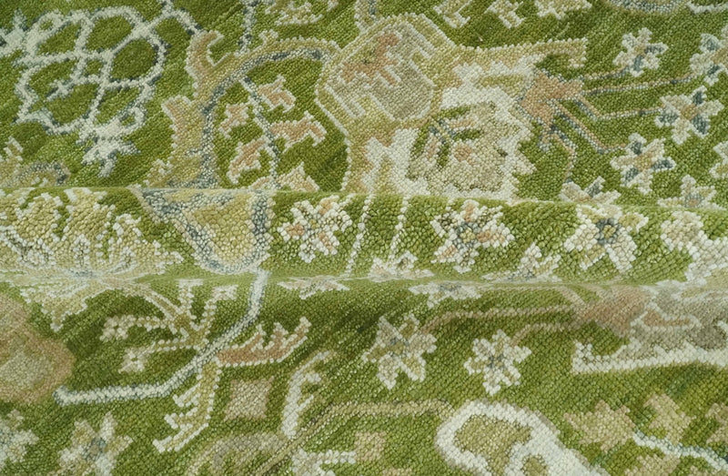 Green and Ivory Traditional Dragon Oushak Design 8x10 Hand knotted wool rug - The Rug Decor