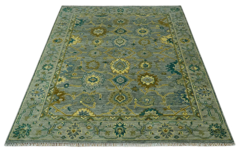 Green and Olive 8x10 Hand Knotted Traditional Oriental Oushak wool Area rug - The Rug Decor