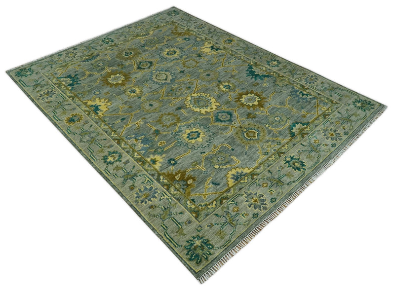 Green and Olive 8x10 Hand Knotted Traditional Oriental Oushak wool Area rug - The Rug Decor