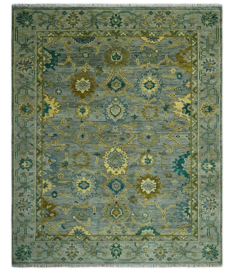 Green and Olive 8x10 Hand Knotted Traditional Oriental Oushak wool Area rug - The Rug Decor