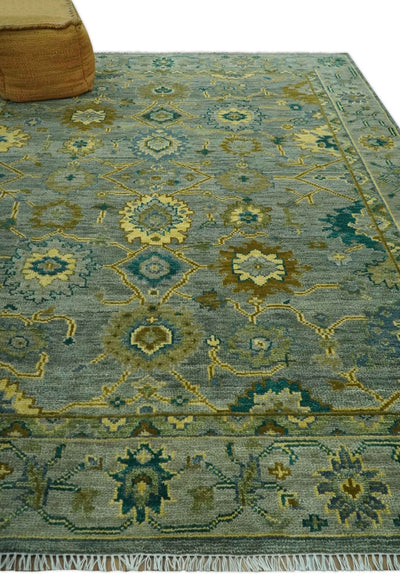 Green and Olive 8x10 Hand Knotted Traditional Oriental Oushak wool Area rug - The Rug Decor