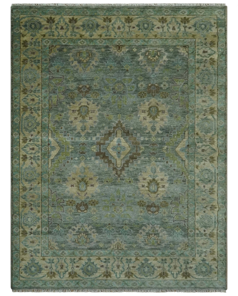 Green and Olive Hand Knotted Traditional Oushak Multi Size wool area rug - The Rug Decor