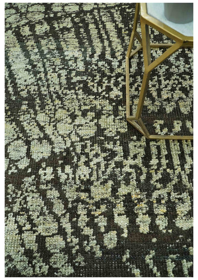 Green and Olive Modern Abstract 5x8 Hand knotted wool area Rug - The Rug Decor