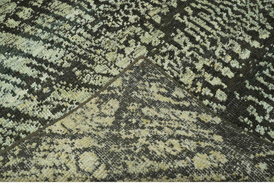 Green and Olive Modern Abstract 5x8 Hand knotted wool area Rug - The Rug Decor