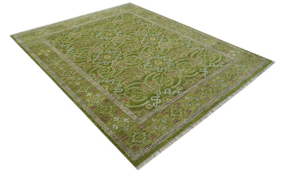 Green and Purple Traditional Design Custom Made wool area rug - The Rug Decor