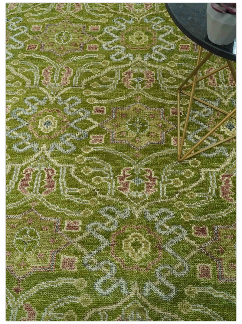 Green and Purple Traditional Design Custom Made wool area rug - The Rug Decor