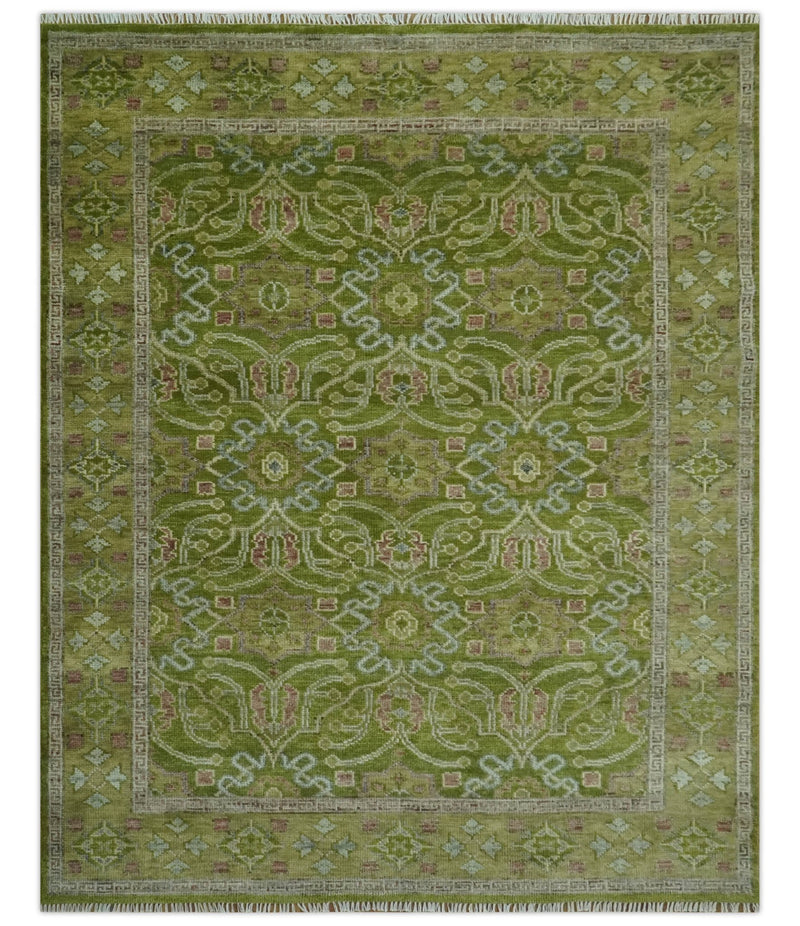 Green and Purple Traditional Design Custom Made wool area rug - The Rug Decor