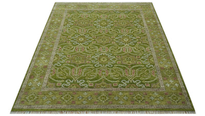 Green and Purple Traditional Design Custom Made wool area rug - The Rug Decor