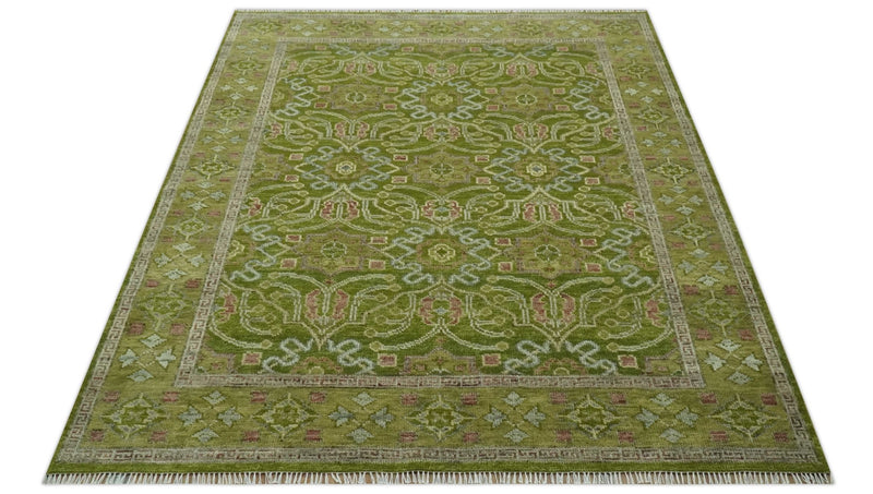 Green and Purple Traditional Design Custom Made wool area rug - The Rug Decor