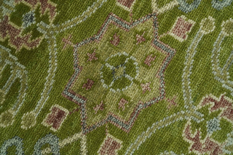 Green and Purple Traditional Floral Design 8x10 wool area rug - The Rug Decor