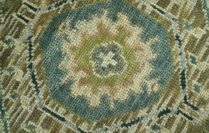 Green and Teal Traditional Hand Knotted 8x10 wool area rug - The Rug Decor