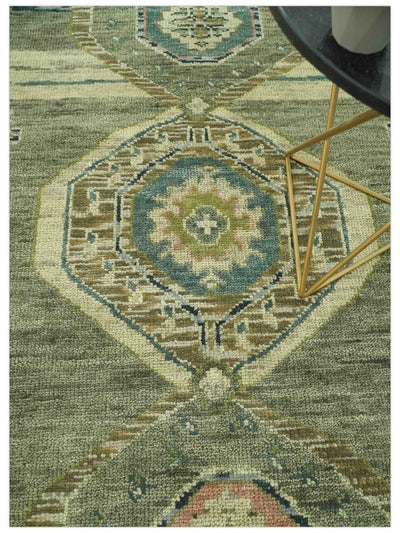 Green and Teal Traditional Hand Knotted 8x10 wool area rug - The Rug Decor