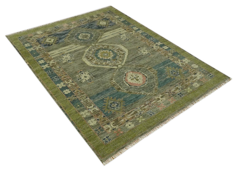 Green and Teal Traditional Hand Knotted Multi Size wool area rug - The Rug Decor