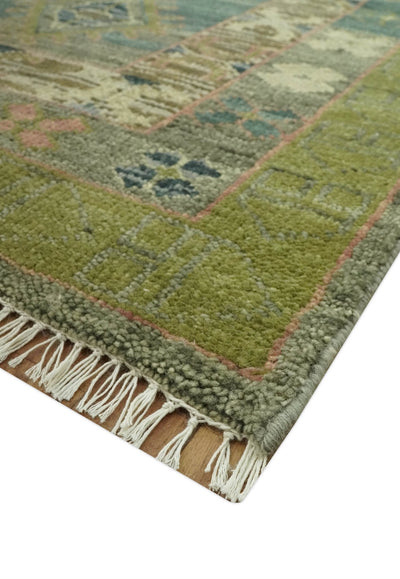 Green and Teal Traditional Hand Knotted Multi Size wool area rug - The Rug Decor