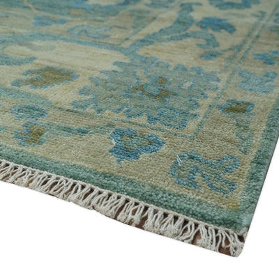 Green, Beige and Blue Hand knotted Traditional Oushak Multi Size Wool Area Rug - The Rug Decor