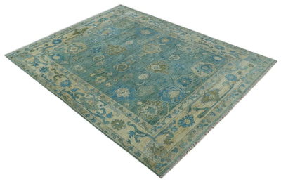 Green, Beige and Blue Hand knotted Traditional Oushak Multi Size Wool Area Rug - The Rug Decor