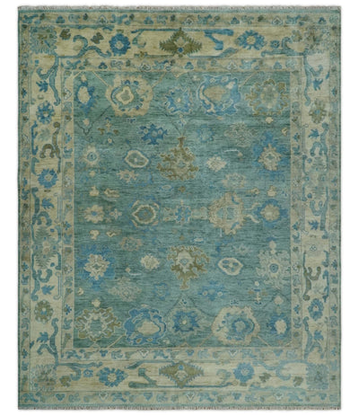 Green, Beige and Blue Hand knotted Traditional Oushak Multi Size Wool Area Rug - The Rug Decor