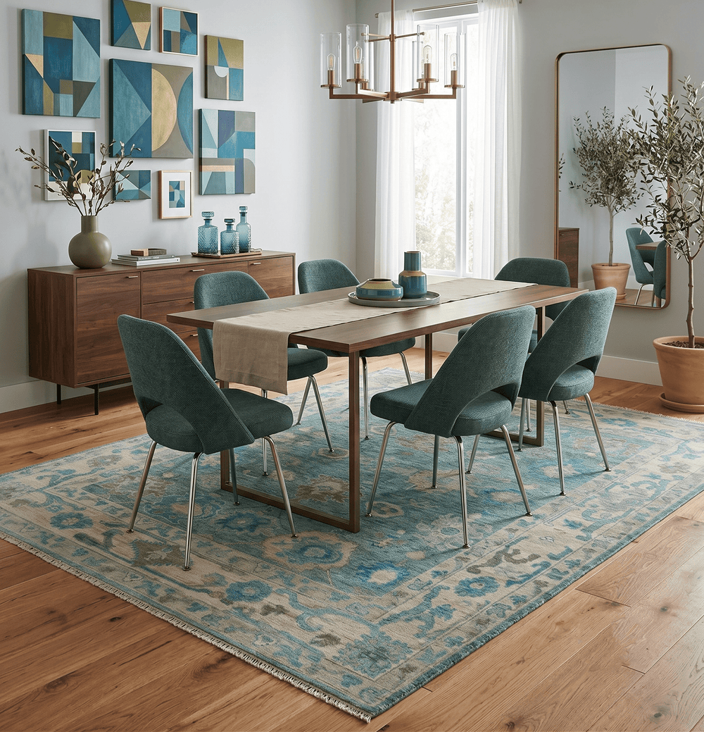Green, Beige and Blue Hand knotted Traditional Oushak Multi Size Wool Area Rug - The Rug Decor